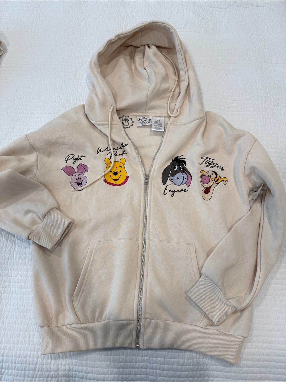 NWT Winnie the Pooh Disney Character Zip Hoodie sz xs oversized